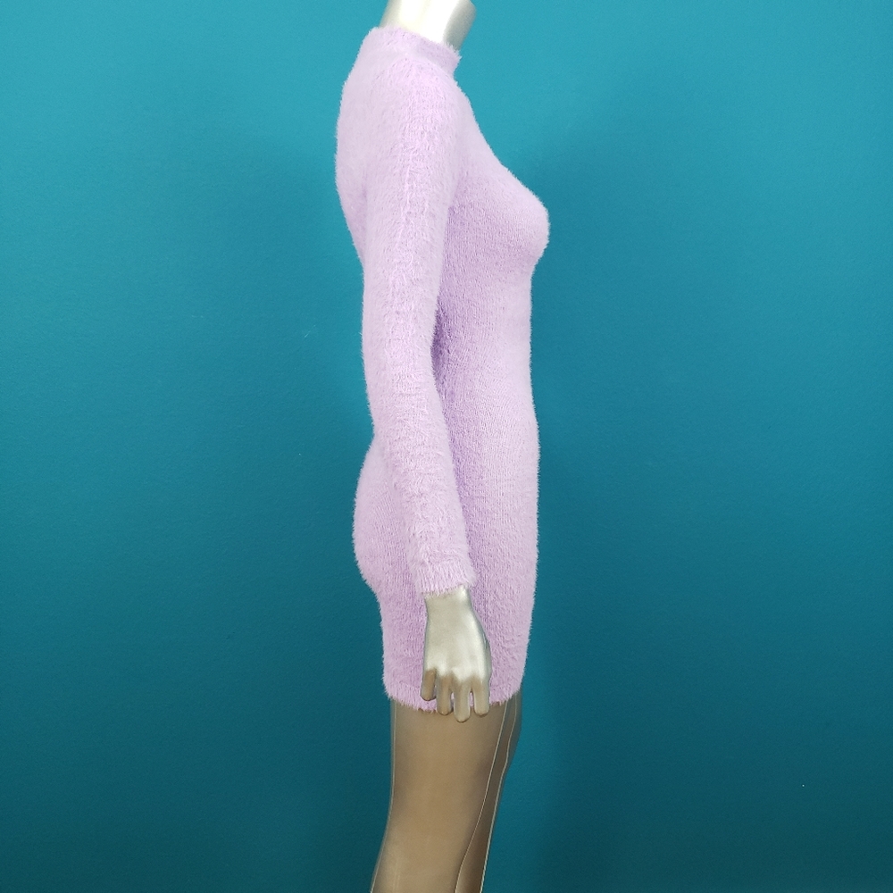 🆕️ 🟣 NASTY GAL Lavender Fluffy Brushed Knit Mini Dress // (NWT) - Picture 7 of 8